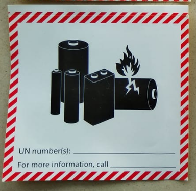 Lithium Battery Label - Fill in UN Number/Tel